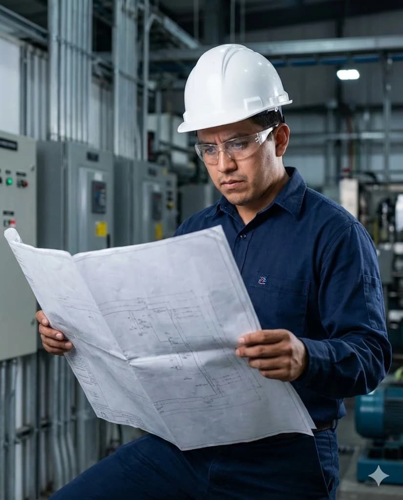 Electricista profesional revisando proyectos eléctricos en Tepic